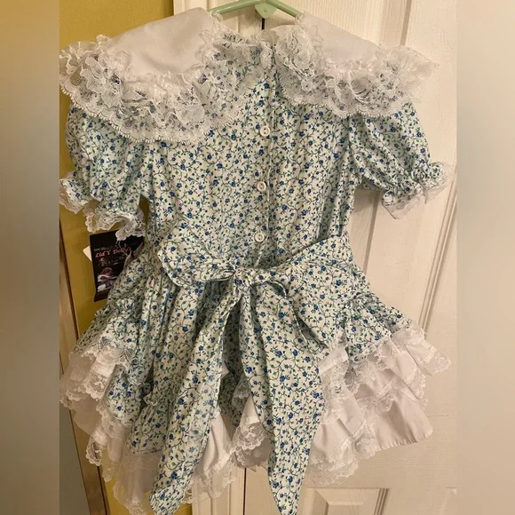 Vintage NWT Lid’l Dolly’s Girl Floral Ruffle Dress with Lace, 3T - Picture 8 of 10